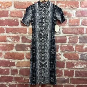 Altard State Dress Women's XS Gray Multicolor Animal Print Stretchy Casual